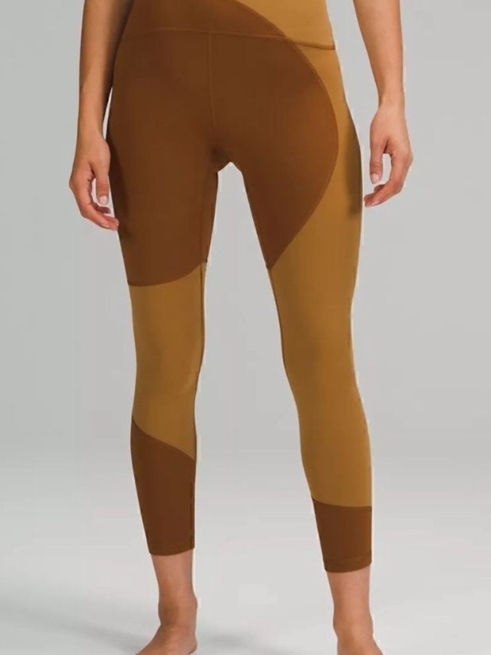 Lululemon NULU COLORBLOCK tights size 6 and 34C sports bra copper & tan XLNT